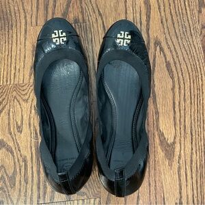Tory Burch black flats with elastic, size 10.5